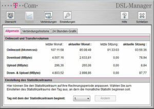 Screenshot von meinem DSL Manager - Datenvolumen unter 5 GB