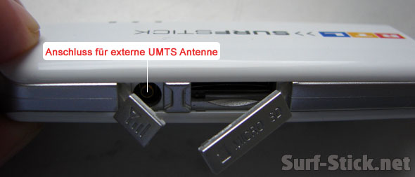 Anschluss für externe UMTS Antenne