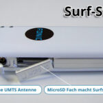 Fonic Surfstick - Details mit Antennenanschluß und Slot für MicroSD Speicherkarte