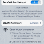 Hier nun ein WLAN Kennwort festlegen und den persönlichen Hotspot aktivieren