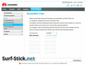 HiLink MAC-Filter setzen