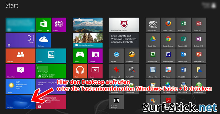 Windows 8 Desktop aufrufen